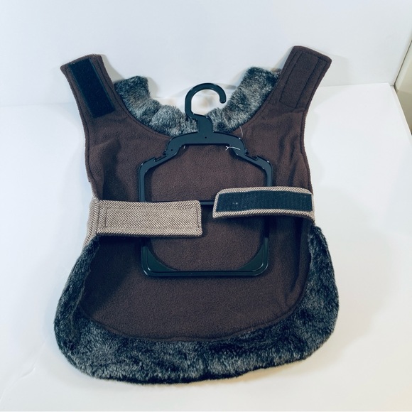 Eddie Bauer Dog Coat Jacket Size M Faux Fur Herringbone Fleece Lined 24” Girth - Picture 4 of 9